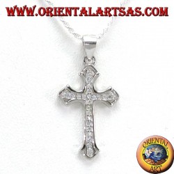 Silver pendant, cross with Zircons set