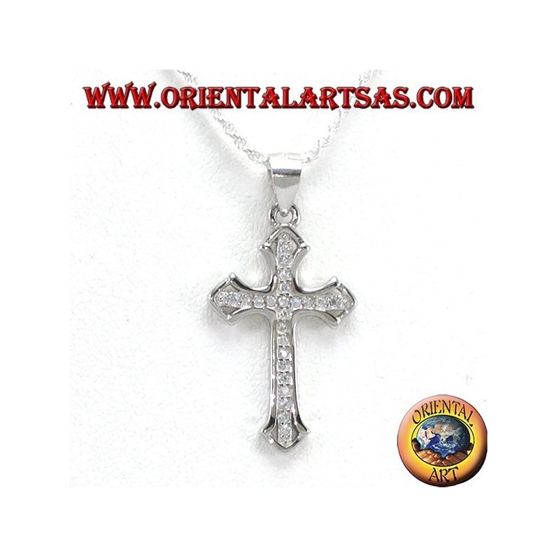 Silberner Anhänger, Kreuz mit Zirkonen