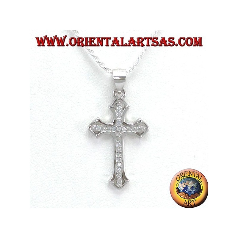 Pendentif en argent, croix avec Zircons