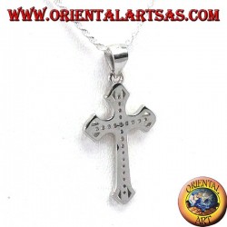 Silver pendant, cross with Zircons set