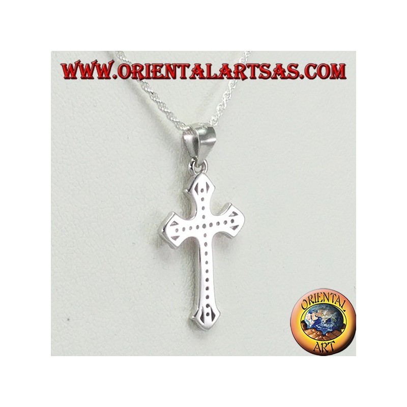 Colgante de plata, cruz con conjunto de circonitas