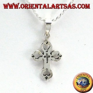 Silver pendant cross carved in the cross