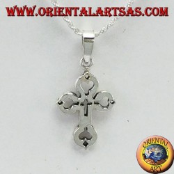 Silver pendant cross carved in the cross