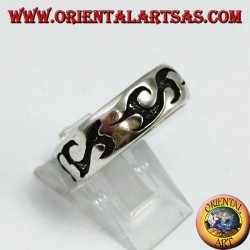Silver ring with tribal engravings