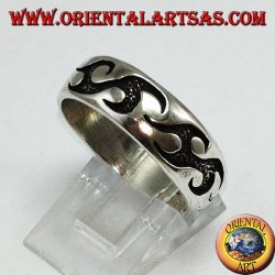 Silver ring with tribal engravings