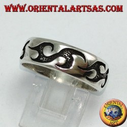 Silver ring with tribal engravings