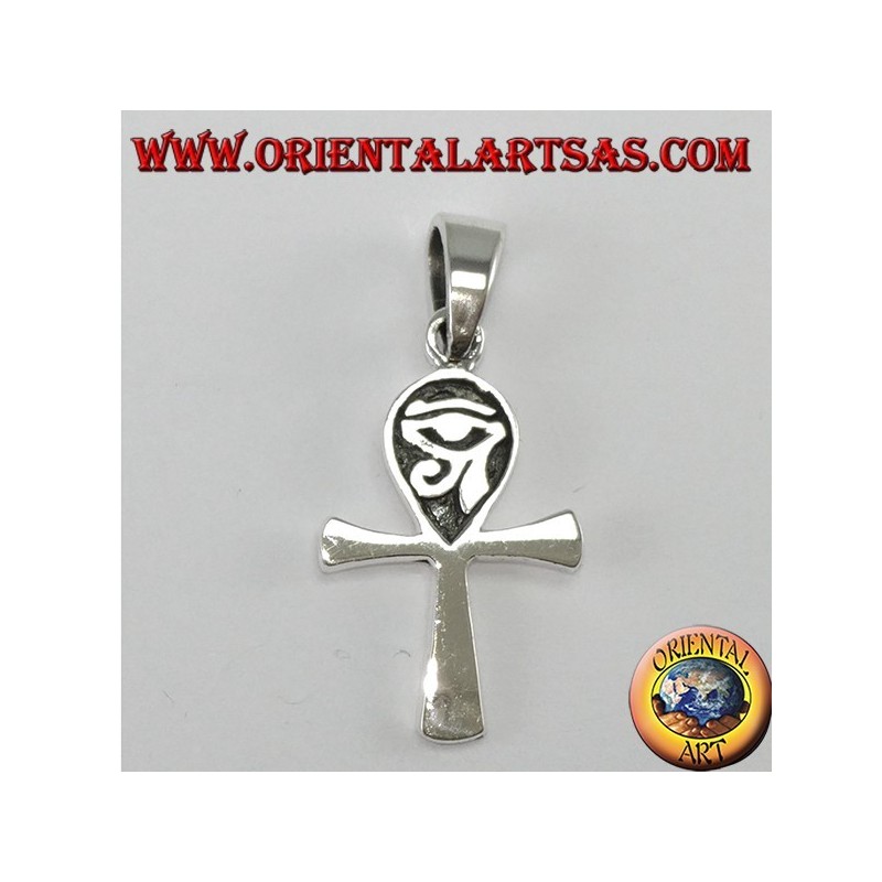Silver pendant Egyptian cross ankh with eye of horus