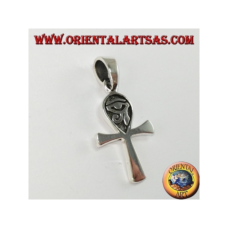 Silver pendant Egyptian cross ankh with eye of horus