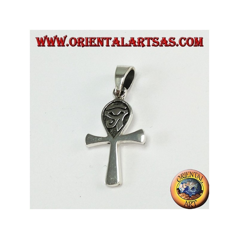 Silver pendant Egyptian cross ankh with eye of horus
