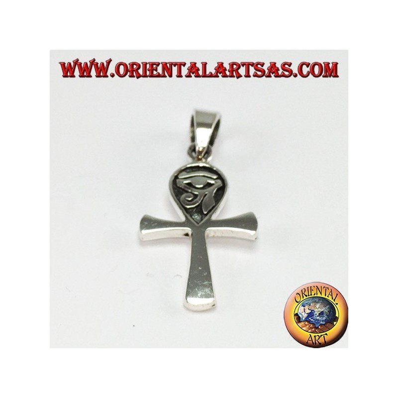 Silver pendant Egyptian cross ankh with eye of horus