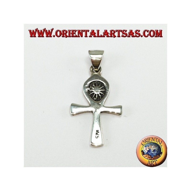 Pendentif en argent égyptien croix ankh (clé de la vie) avec le soleil