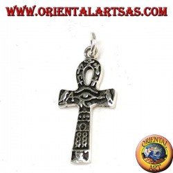 Silver pendant cross ankh eye of horus and with hieroglyphs
