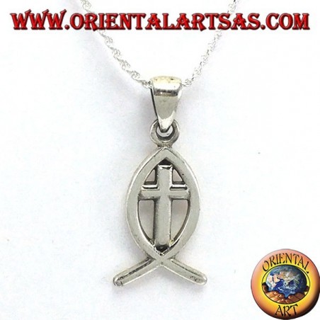 Ciondolo in argento Ichthys simbolo della cristianità 