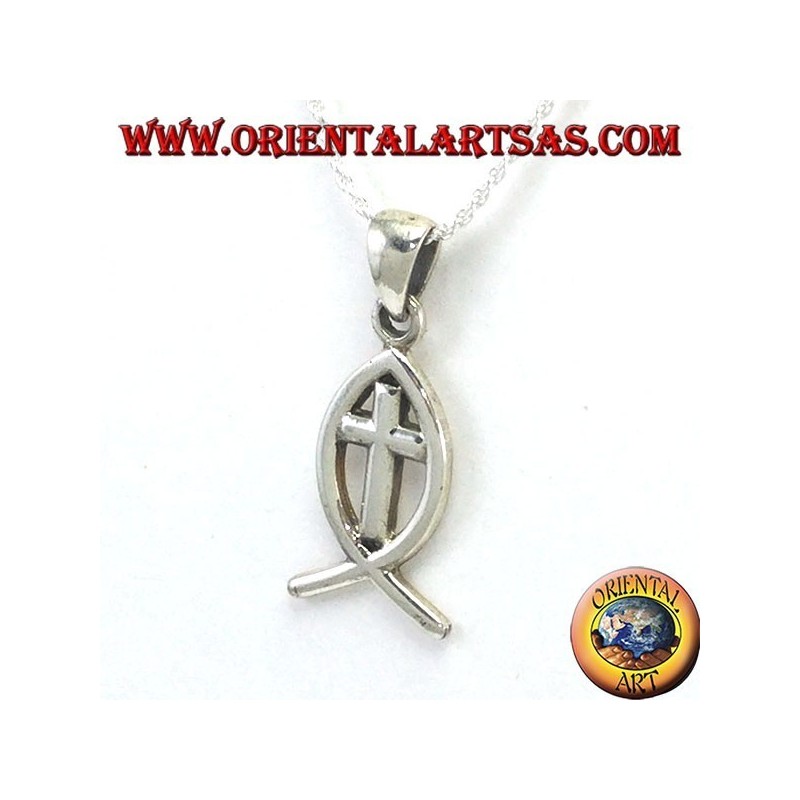 Ichthys silver pendant symbol of Christianity