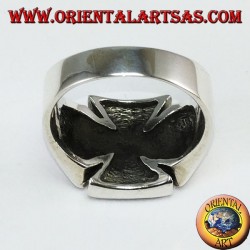 Silberring mit Malteserkreuz und synthetischem Onyx