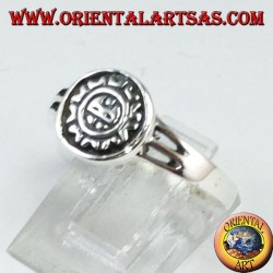 Silberner Ring mit Maya-Sonne
