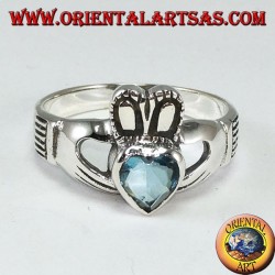 Claddagh ring with blue topaz