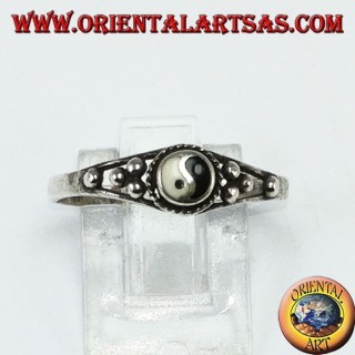Anillo de plata Tao yin-yang (pequeño) con puntos