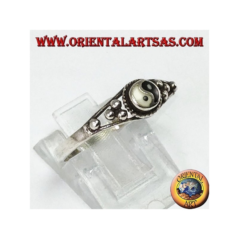 Anillo de plata Tao yin-yang (pequeño) con puntos