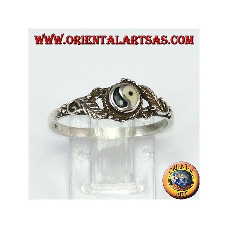 Anillo de plata Tao yin-yang (pequeño) con puntos