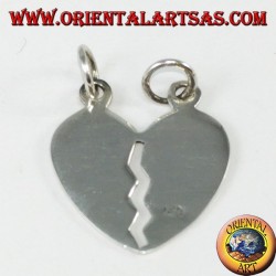 Pendant in silver heart that splits his head and her incised