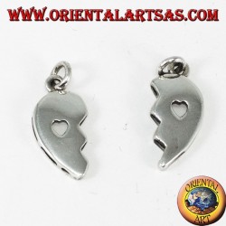 Colgante de plata, corazón dividido con un corazón dentro