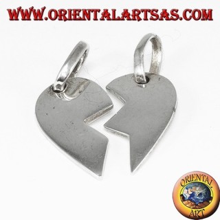 Silver pendant, heart divided into two