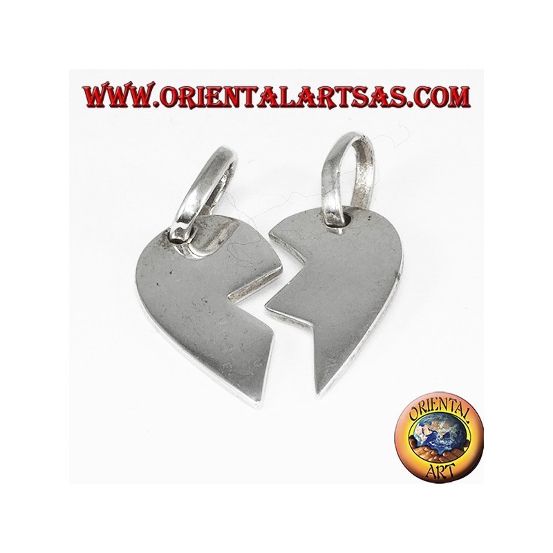 Pendentif en argent, coeur divisé en deux