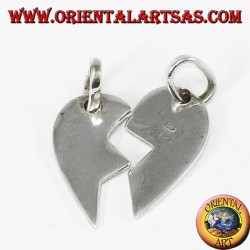 Colgante de plata, corazón dividido en dos