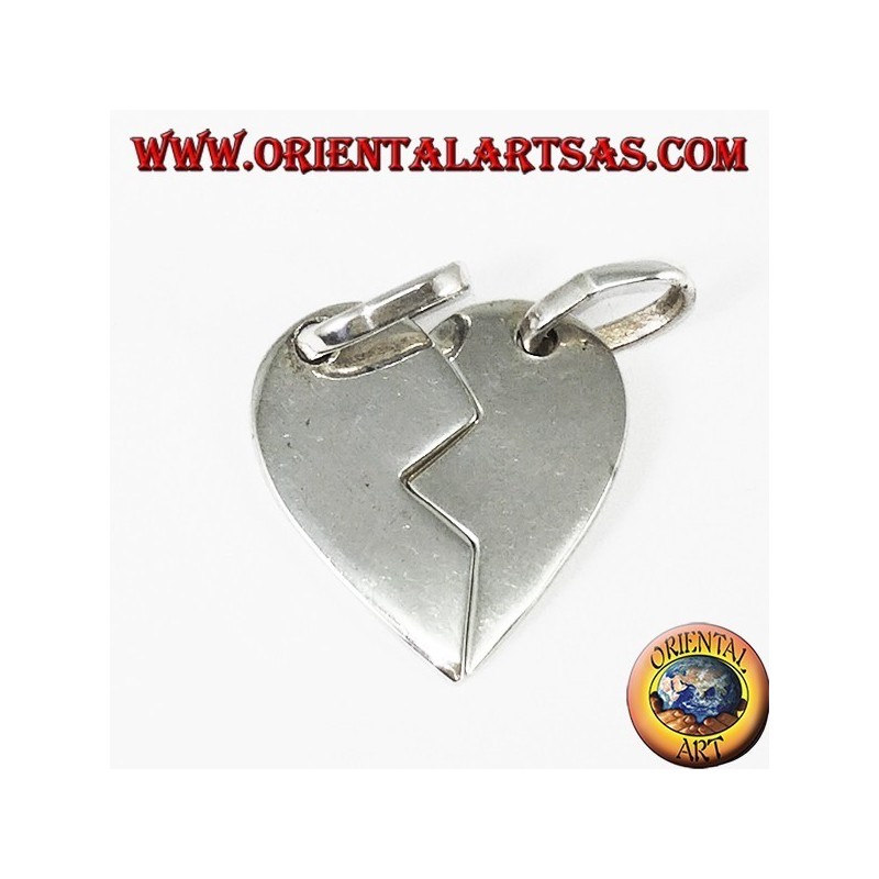 Silver pendant, heart divided into two