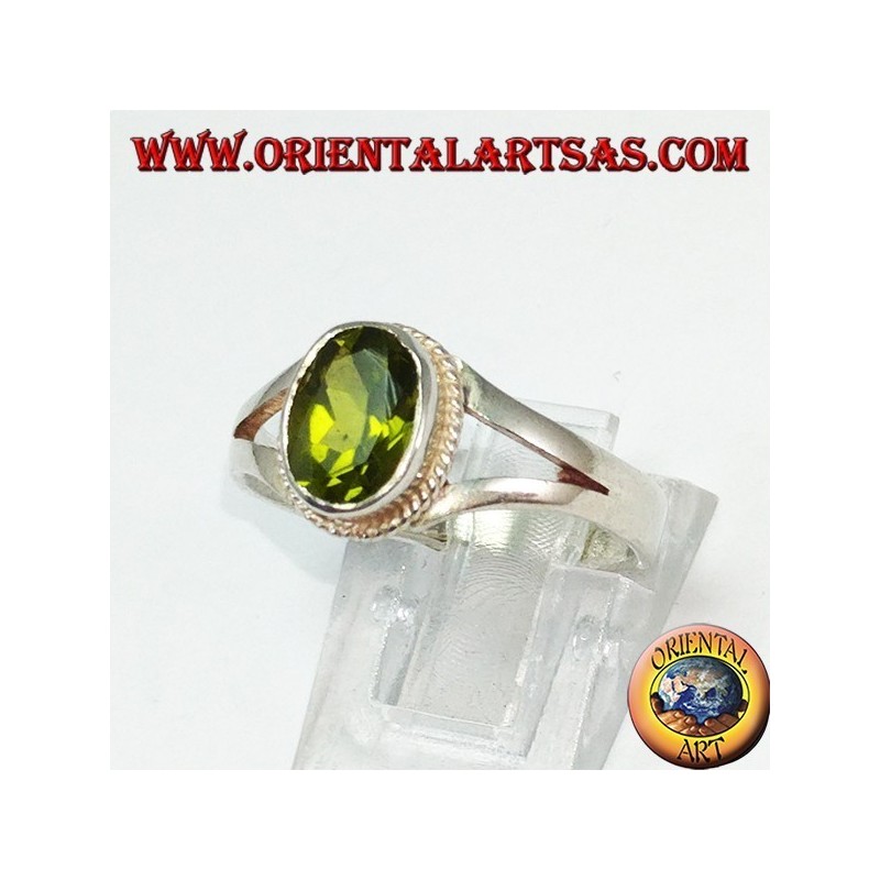 Silver ring with natural peridot (small)