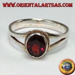 Silver ring with natural garnet (small)