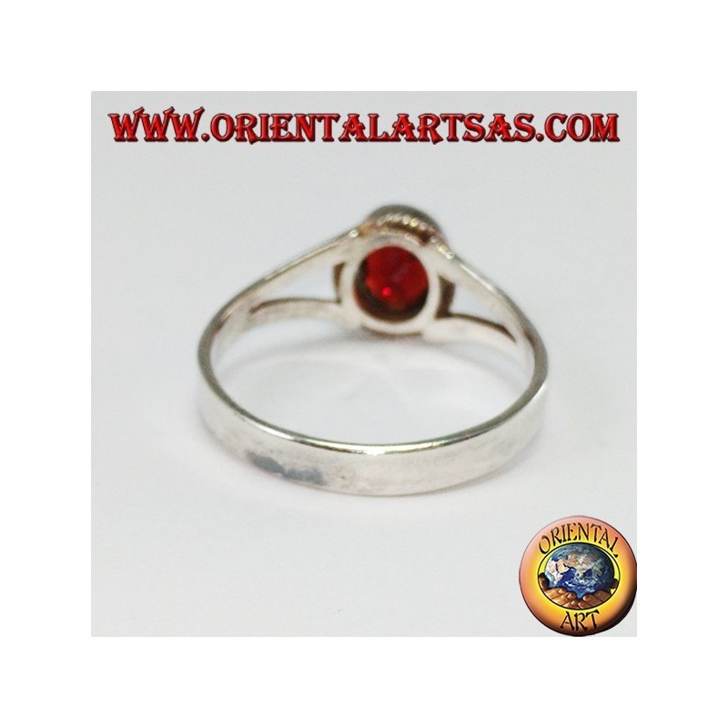 Silberring mit natürlichem Granat (klein)