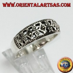 Anillo de plata con marcasita en rombos