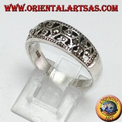 Anillo de plata con marcasita en rombos