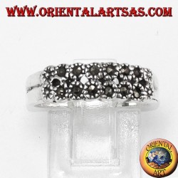Silver ring with two rows of marcasite