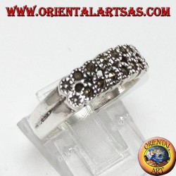 Silver ring with two rows of marcasite