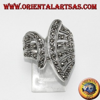 Silver ring with marcasite (fan shaped)