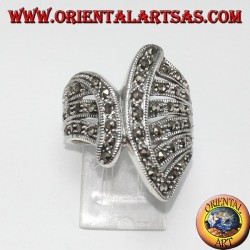 Bague en argent avec marcassite (en forme d'éventail)