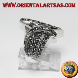 Bague en argent avec marcassite (en forme d'éventail)