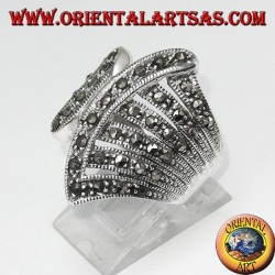 Bague en argent avec marcassite (en forme d'éventail)