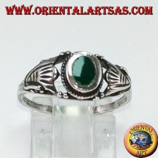 Anello in argento con agata verde , piccolo