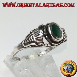 Silver ring with green agate, small