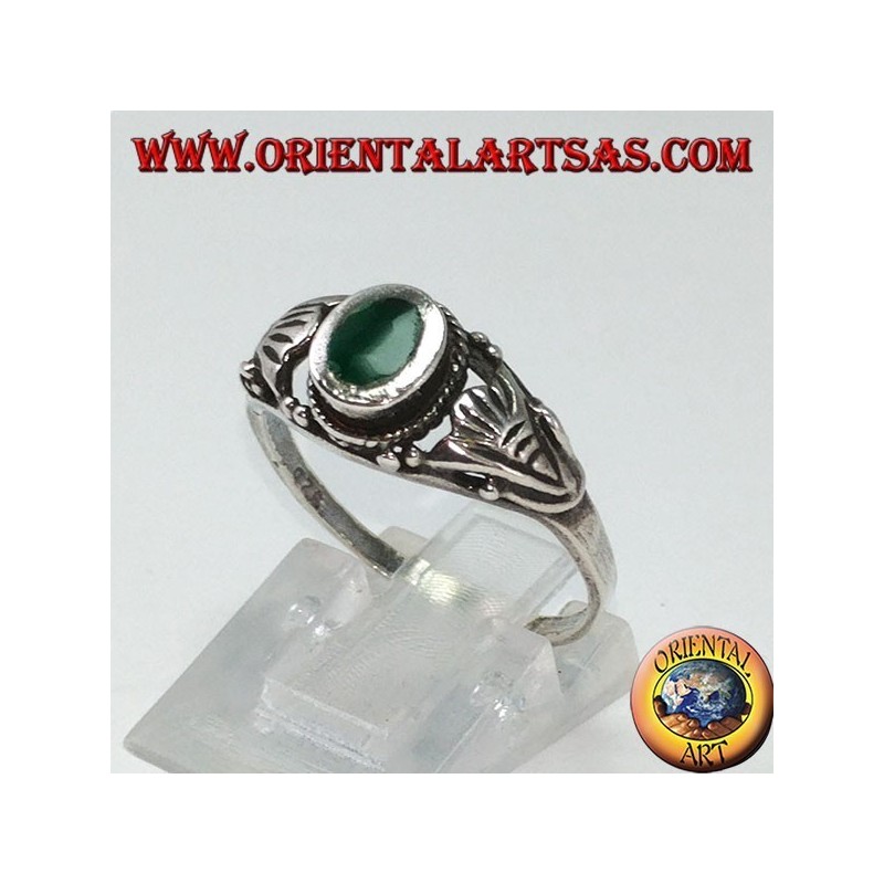 Anillo de plata con ágata verde, pequeño