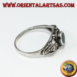 Silver ring with green agate, small
