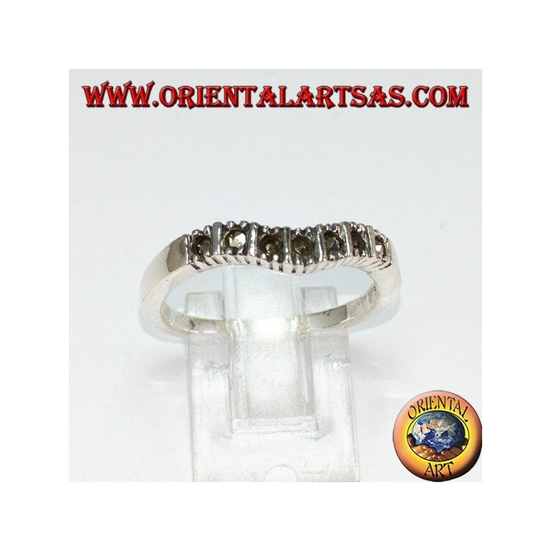 Anello in argento con marcasite ( fedina a V )