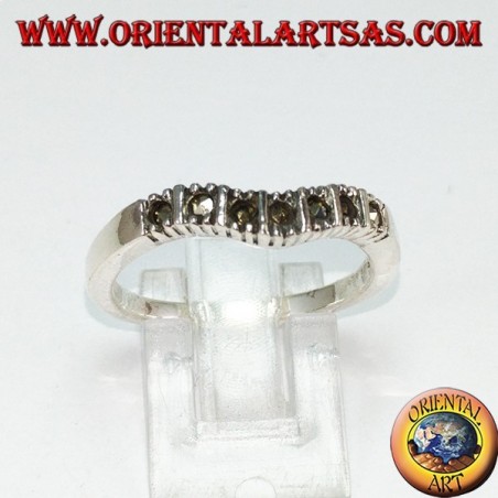 Anello in argento con marcasite ( fedina a V )
