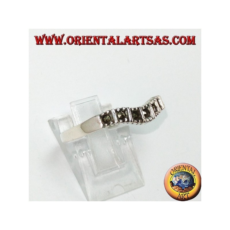 Silver ring with marcasite (V-band)