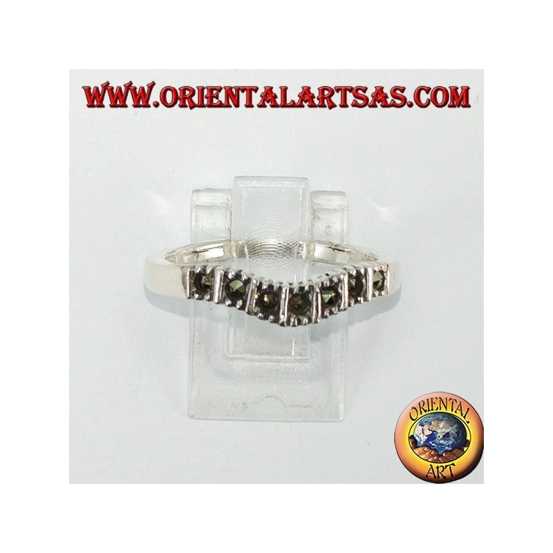 Anello in argento con marcasite ( fedina a V )