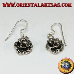 Boucles d'oreilles pendantes en argent en forme de roses